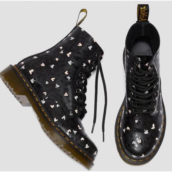 Dr. Martens1460 Pascal Leather Wild Heart Printed Lace Up Boots - Picture 1 of 11